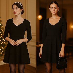 Kate Spade Black Scalloped Dress – Coquette, Quiet Luxury, Holiday Party